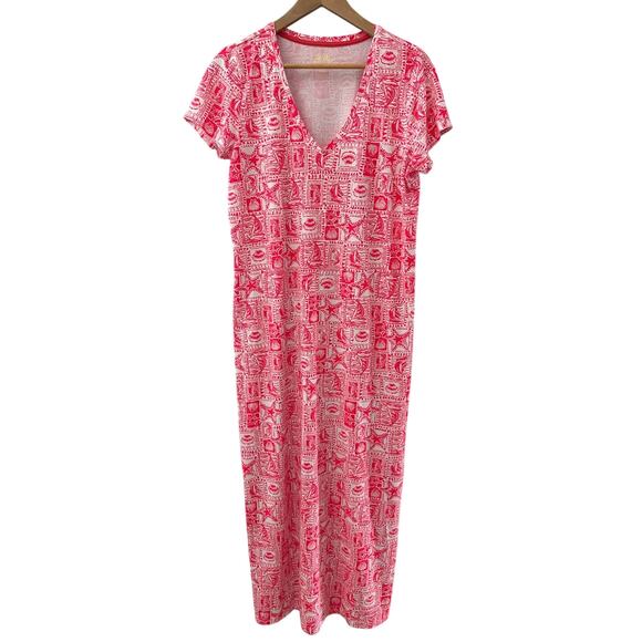 Lilly Pulitzer Etta Maxi Dress Seaside Harbour Print in Mizner Red Size Large - Picture 10 of 12